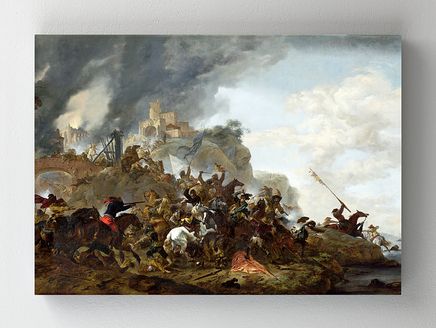 Full Frame Rulo Kanvas - Philips Wouwermans - Cavalry making a Sortie from a Fort on a Hill (FF-KT141)