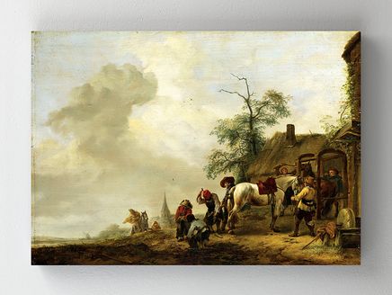 Full Frame Rulo Kanvas - Philips Wouwermans - A Horse being Shod outside a Village Smithy (FF-KT140)