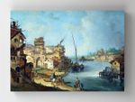 Full Frame Rulo Kanvas - Michele Marieschi - Buildings and Figures near a River with Shipping	(FF-KT115)