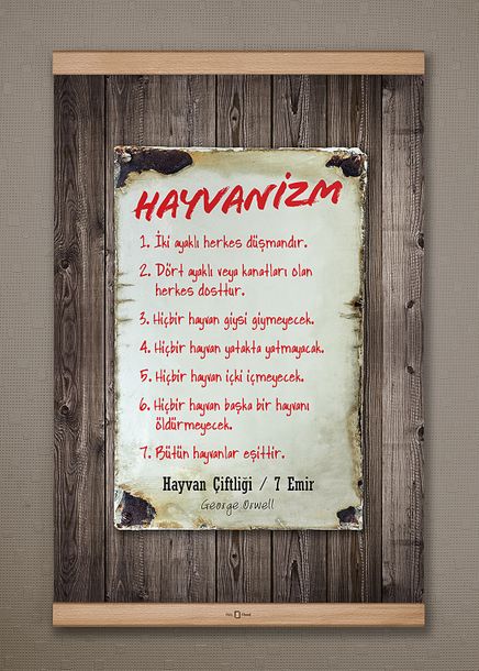Full Frame Kanvas Poster - Hayvan Çiftliği, Hayvanizm 7 Emir (FFK-009)