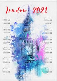 2021 Takvimli Poster - Sehirler - London Big Ben