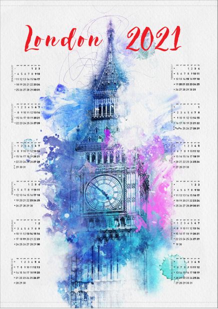 2021 Takvimli Poster - Sehirler - London Big Ben