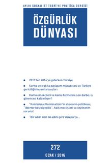 Özgürlük Dünyası / Aylık Sosyalist Teori ve Politika Dergisi / Ocak 2016 Sayı:272