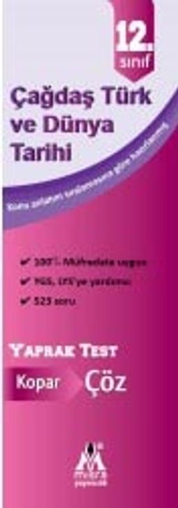  12. Sınıf Çağdaş Türk ve Dünya Tarihi Yaprak Test