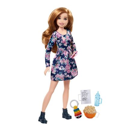 Barbie Bebek Bakıcısı Barbie Bebekler  Sarışın Çiçekli Elbise(FHY89)
