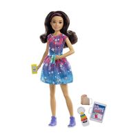 Barbie Bebek Bakıcısı Barbie Bebekler  Kumral Yıldızlı Elbise(FHY89)