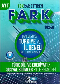 AYT Türk Dili ve Edebiyatı Sosyal Bilimler 1 Fark 10x40 Tekrar Ettiren Denemeleri