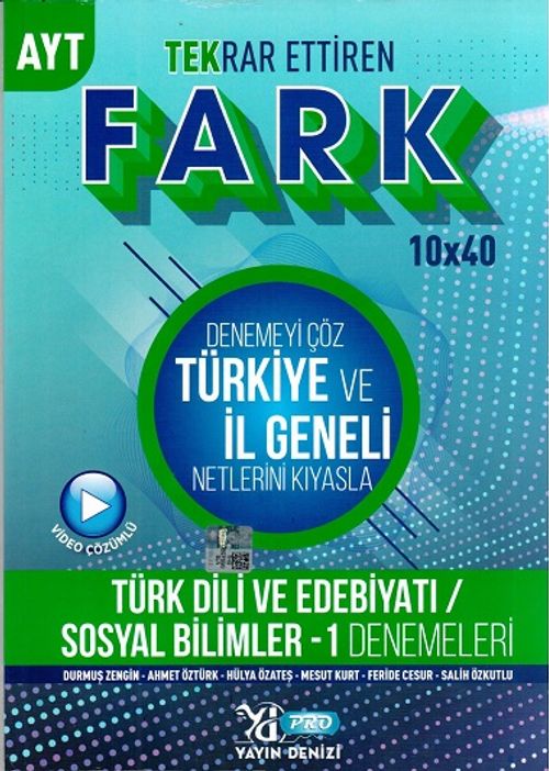 AYT Türk Dili ve Edebiyatı Sosyal Bilimler 1 Fark 10x40 Tekrar Ettiren Denemeleri