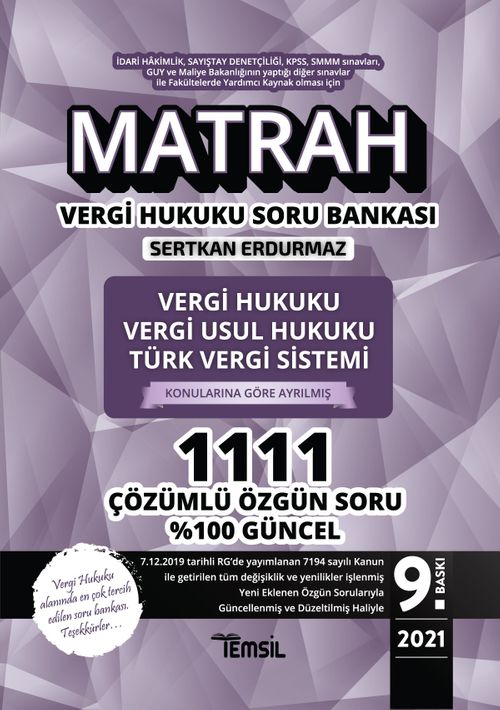 Matrah Vergi Hukuku ve Türk Vergi Sistemi Çözümlü Soru Bankası