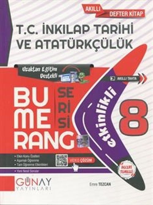 Bumerang Serisi - 8. Sınıf Etkinlikli T.C. İnkılap Tarihi ve Atatürkçülük / Akıllı Defter Kitap