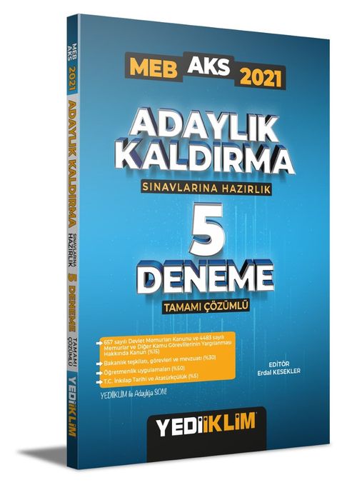 2021 MEB Adaylık Kaldırma (AKS) Sınavlarına Hazırlık Tamamı Çözümlü 5 Deneme