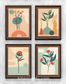 Full Frame Duvar Sanatları - Pastel Renkli Çiçekler - Dörtlü Set (FF-DS002)