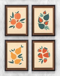 Full Frame Duvar Sanatları - Pastel Meyveler - Dörtlü Set (FF-DS003)