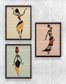 Full Frame Duvar Sanatları - AfrikaObje - Dans Eden Kadınlar - Üçlü Set (FF-DS013)