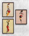 Full Frame Duvar Sanatları - AfrikaObje - Dans Eden Kadın Figürleri Slim - Üçlü Set (FF-DS014)