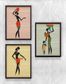 Full Frame Duvar Sanatları - AfrikaObje - Çalışan Kadınlar - Üçlü Set (FF-DS015)