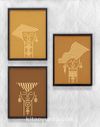 Full Frame Duvar Sanatları - AfrikaObje - Afrikalı Kadın Vektör Semboller - Üçlü Set (FF-DS018)