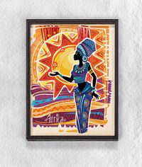 Full Frame Duvar Sanatları - Afrika Obje - Etnik Giysili Kadın (FF-DS019)