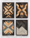 Full Frame Duvar Sanatları - Ahşap Desenler - Ahşap Simetri X - Dörtlü Set (FF-DS020)