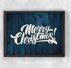 Full Frame Duvar Sanatları - Ahşap Desenler - Merry Christmas Lacivert (FF-DS022)
