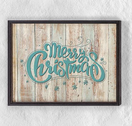 Full Frame Duvar Sanatları - Ahşap Desenler - Merry Christmas Eskiltme (FF-DS023)