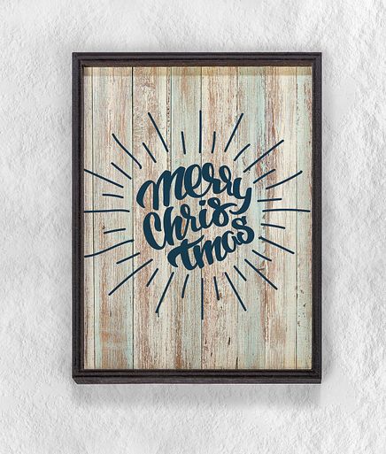 Full Frame Duvar Sanatları - Ahşap Desenler - Merry Christmas Glare (FF-DS027)