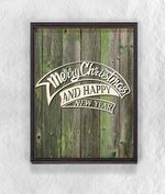 Full Frame Duvar Sanatları - Ahşap Desenler - Merry Christmas Banner  (FF-DS029)
