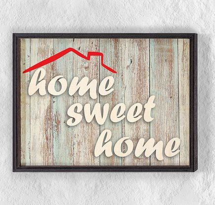 Full Frame Duvar Sanatları - Ahşap Desenler - Home Sweet Home Roof (FF-DS031)