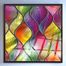 Full Frame Duvar Sanatları - VitrayObje Kare - Renkli, Deniz ve Dalga Desenli (FF-DSC052