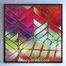 Full Frame Duvar Sanatları - VitrayObje Kare - Renkli, Dalgalı ve Desenli (FF-DSC053)