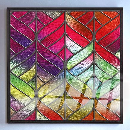 Full Frame Duvar Sanatları - VitrayObje Kare - Renkli, Dalgalı ve Desenli (FF-DSC053)