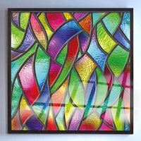 Full Frame Duvar Sanatları - VitrayObje Kare - Renkli, İllüstrasyon Desenli (FF-DSC054)