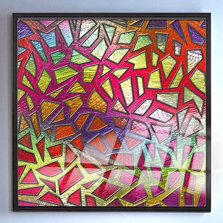 Full Frame Duvar Sanatları - VitrayObje Kare - Renkli, Terrazzo Desenli 1 (FF-DSC056)