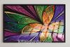 Full Frame Duvar Sanatları - VitrayObje Küçük DD - Renkli, Fraktal Çiçek Desenli Yeşil (FF-DSC059)