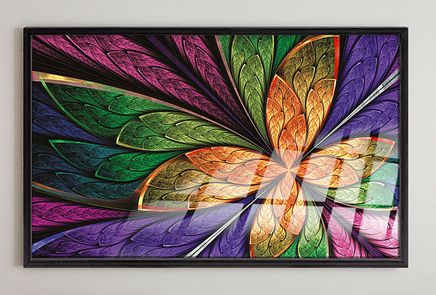 Full Frame Duvar Sanatları - VitrayObje Küçük DD - Renkli, Fraktal Çiçek Desenli Yeşil (FF-DSC059)