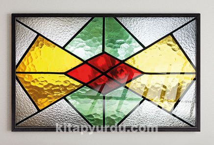 Full Frame Duvar Sanatları - VitrayObje Küçük DD - Renkli, Buzlu Simetri (FF-DSC063)
