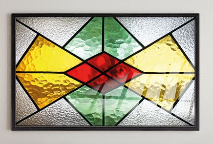 Full Frame Duvar Sanatları - VitrayObje Küçük DD - Renkli, Buzlu Simetri (FF-DSC063)