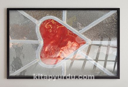 Full Frame Duvar Sanatları - VitrayObje Küçük DD - Kırmızı Kalpli Cam (FF-DSC066)