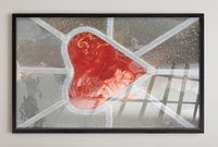 Full Frame Duvar Sanatları - VitrayObje Küçük DD - Kırmızı Kalpli Cam (FF-DSC066)