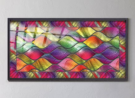 Full Frame Duvar Sanatları - VitrayObje Büyük DD - Renkli, Deniz ve Dalga Desenli (FF-DSC067)