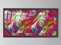 Full Frame Duvar Sanatları - VitrayObje Büyük DD - Renkli, Kıvrımlar (FF-DSC068)