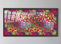 Full Frame Duvar Sanatları - VitrayObje Büyük DD - Renkli, Terrazzo Desen (FF-DSC069)