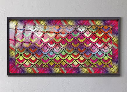 Full Frame Duvar Sanatları - VitrayObje Büyük DD - Renkli, Balık Desenli (FF-DSC070)
