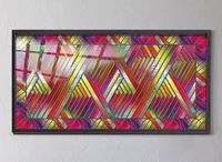 Full Frame Duvar Sanatları - VitrayObje Büyük DD - Renkli, Geometrik Bloklar (FF-DSC071)