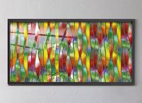 Full Frame Duvar Sanatları - VitrayObje Büyük DD - Renkli, İnce Dalgalı Desen (FF-DSC072)