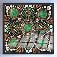 Full Frame Duvar Sanatları - VitrayMandala - Yeşil Altınlı 1 (FF-DSC038)