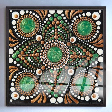 Full Frame Duvar Sanatları - VitrayMandala - Yeşil Altınlı 1 (FF-DSC038)