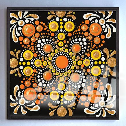 Full Frame Duvar Sanatları - VitrayMandala - Turuncu Altınlı (FF-DSC040)