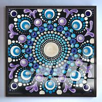 Full Frame Duvar Sanatları - VitrayMandala - Mavi Mor  (FF-DSC041)