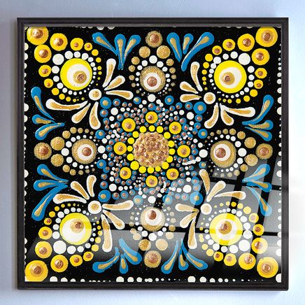 Full Frame Duvar Sanatları - VitrayMandala - Sarı Mavi Altınlı (FF-DSC042)